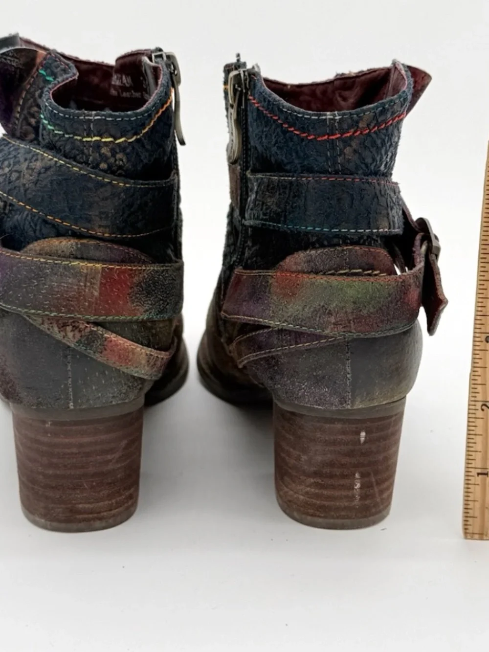 L'Artiste by Spring Step Shazzam Multi Leather Ankle Boots EU 39 US 8.5 Boho
